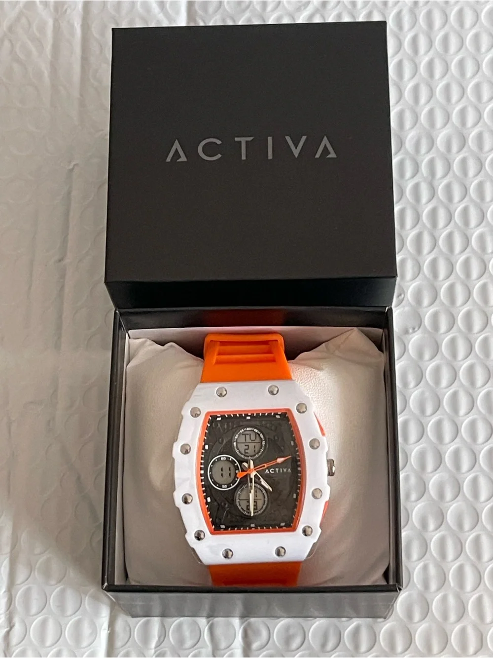 Activa X Invicta Digital Essentials Men's Watch - 42.8mm, Orange & white, new